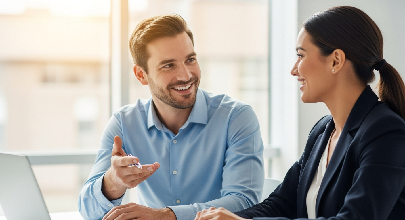 IT consultant communicating with a Denton business owner about managed IT services