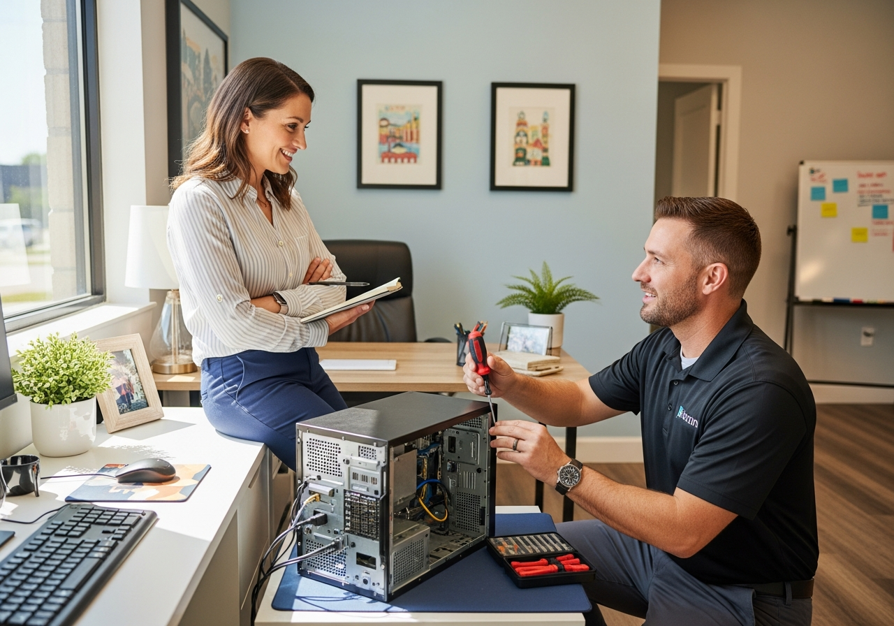 IT support technician providing on-site service in Denton TX