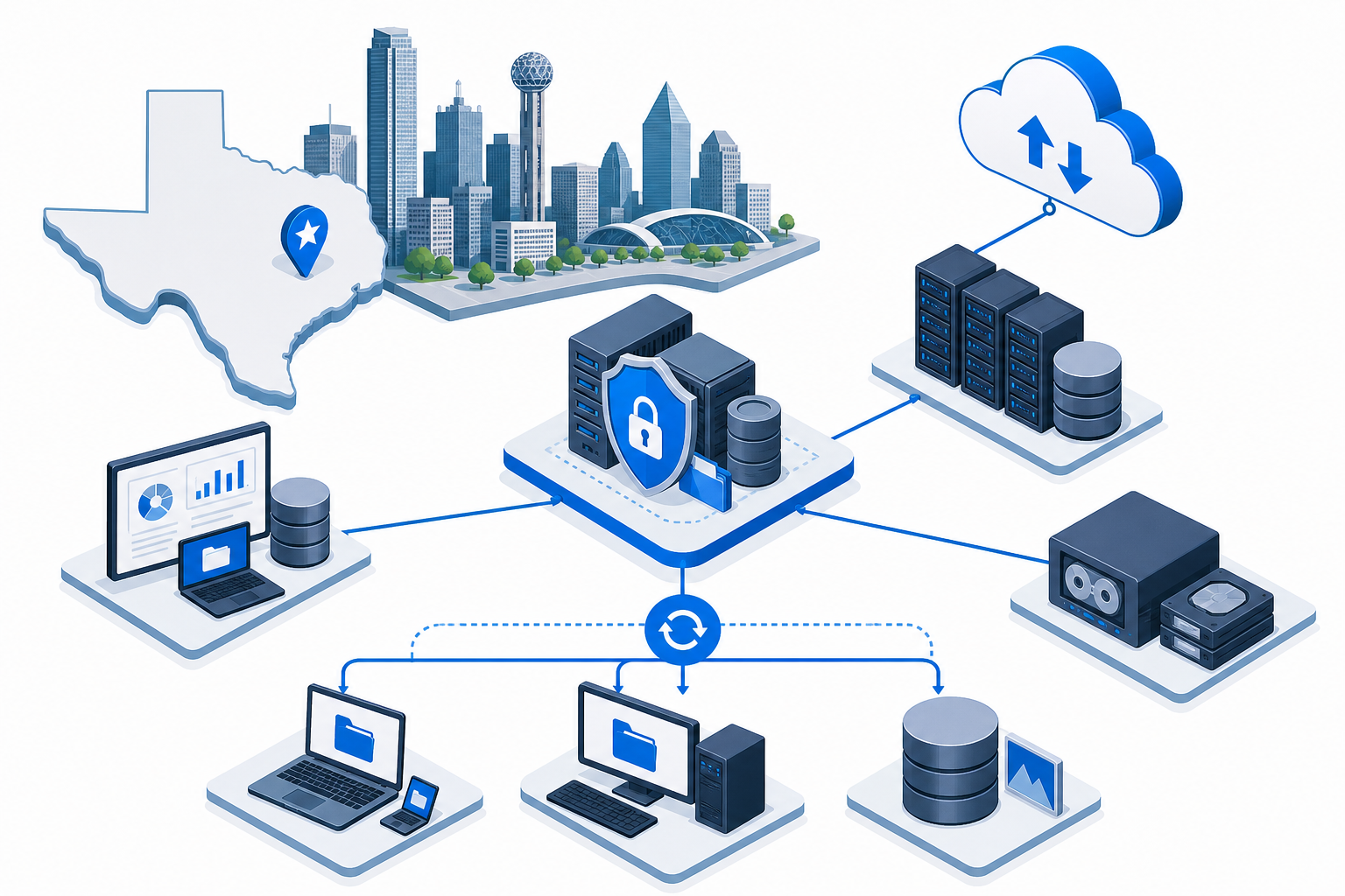 business data backup solutions texas data illustration