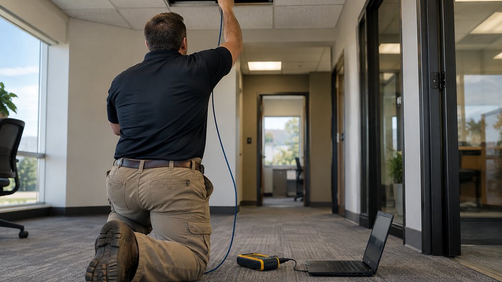 IT technician on-site cabling work Denton